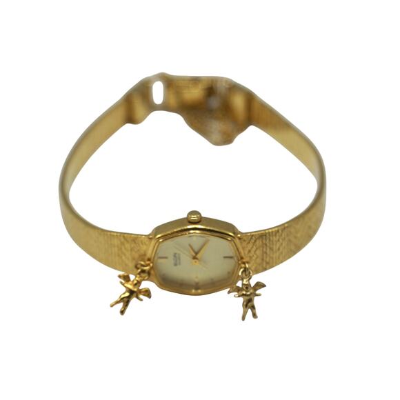 Ladies Elgin Quartz Watch Wristwatch New Battery Angel Charms - Picture 1 of 5